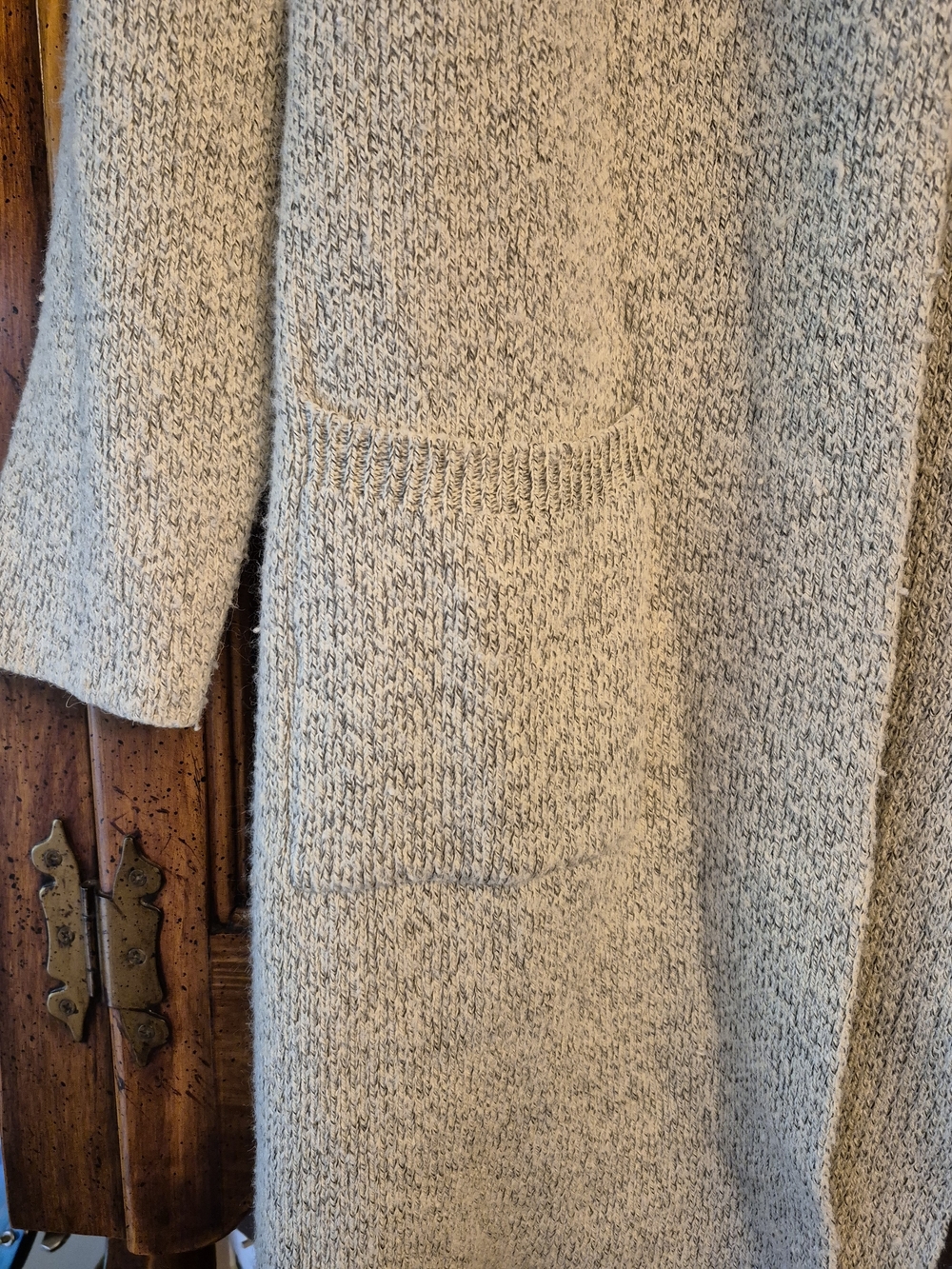 Monteau Light Gray Open-Front Long Beautiful Cardigan Size L - Picture 2 of 7
